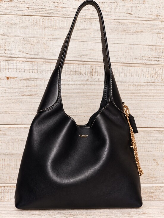 Coach Handbags - Coach Brooklyn Black Leather Shoulder Hobo with Gold Chain Detail